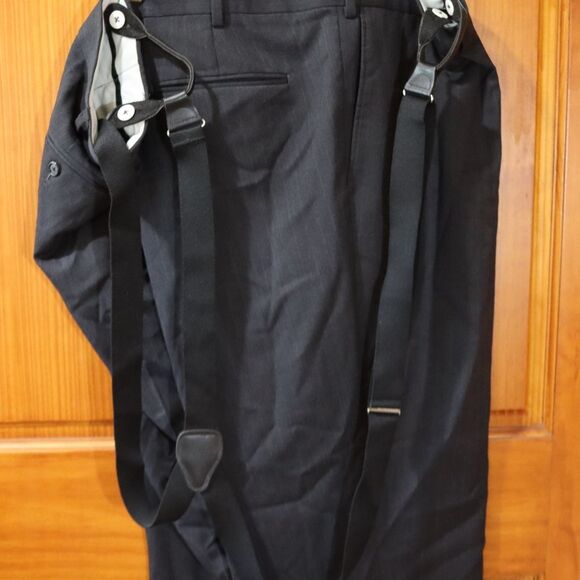 Petrocelli Charcoal Pinstripe Wool Suit Suspenders 58R Mens Tailored Classic - Picture 3 of 13